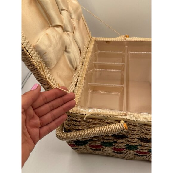 Vintage Wicker Style Sewing Notion and Tool Box - Picture 6 of 11
